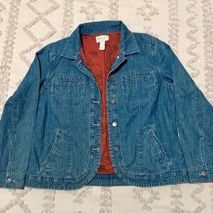 J. Jill Denim Jacket with Red Lining Vintage 90’s